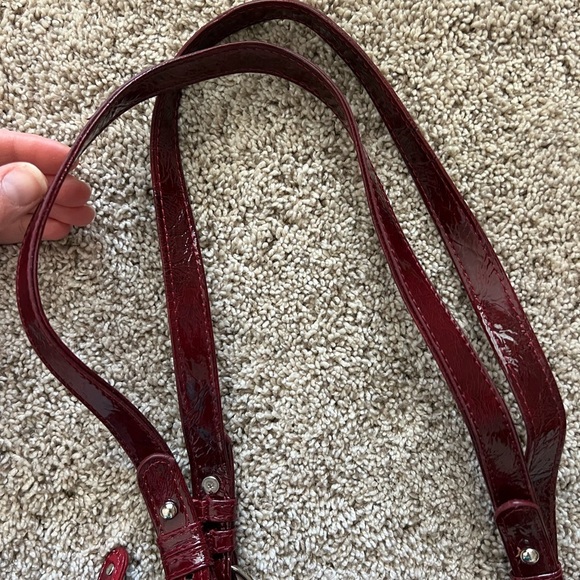 M.C. GENUINE LEATHER RED HANDBAG PURSE SHOULDER FAUX CROC SNAKE - Picture 8 of 12